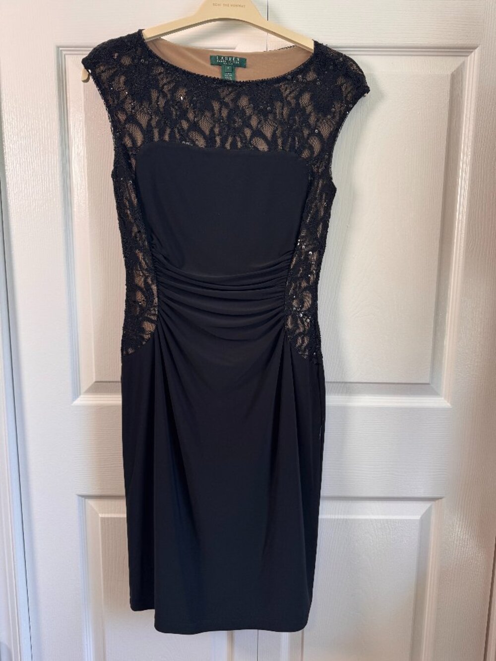 Ralph Lauren Illusion Sheath Dress with Perfectly Placed Ruching | Size 6